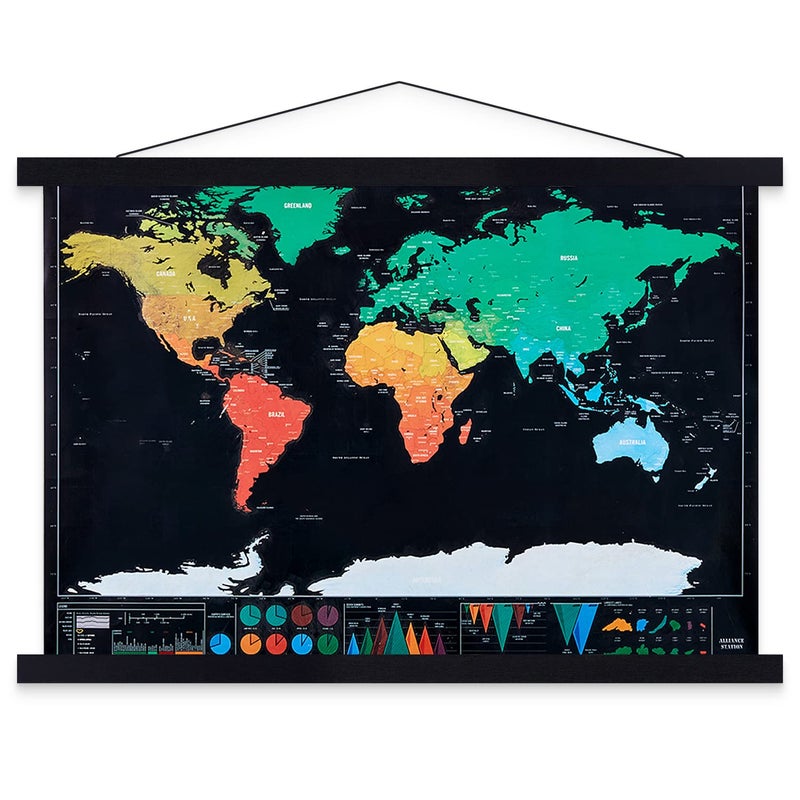 Benjia Magnetic Poster Hanger, 37x28 37x40 37x25 Poster Frame Wood Wooden Magnet Print Posters Dowel Scroll Hanger Hangers Hanging Kit for Walls Map Canvas Artwork (Black, 37") - Image 1
